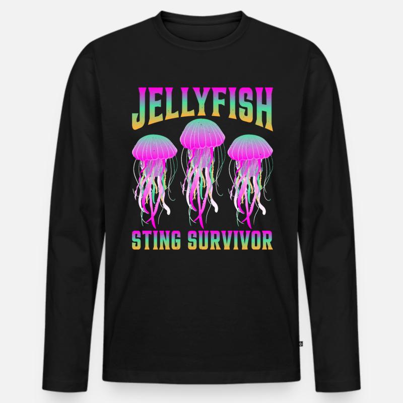 Jellyfish Sting Survivor 6 - Männer Premium Bio Langarmshirt - Schwarz