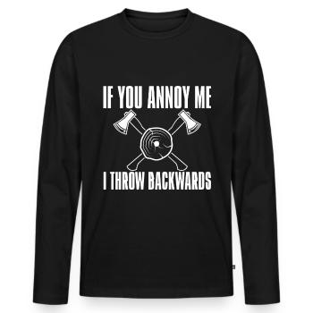 Si tu m’ennuies, je jette en arrière 2 - T-shirt manches longues Premium bio Homme - noir - Devant - Nico (187cm)