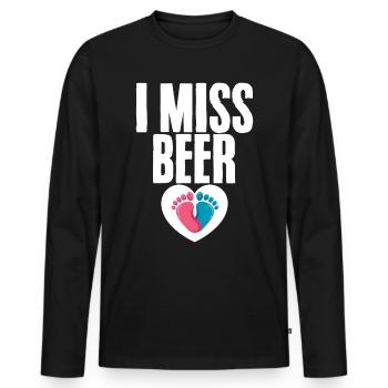 I Miss Beer 2 - Men's Premium Organic Long Sleeve Shirt - black - Front - Nico (187cm)