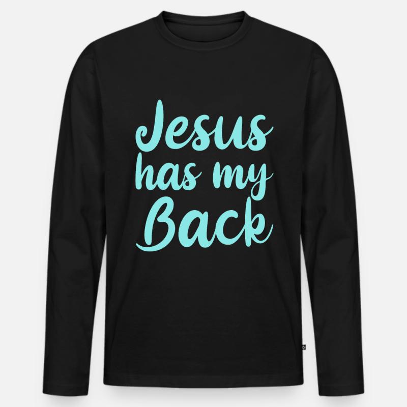 Jesus Has My Back 4 - Männer Premium Bio Langarmshirt - Schwarz
