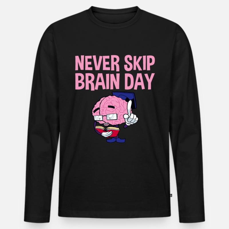Never Skip Brain Day 2 - Männer Premium Bio Langarmshirt - Schwarz
