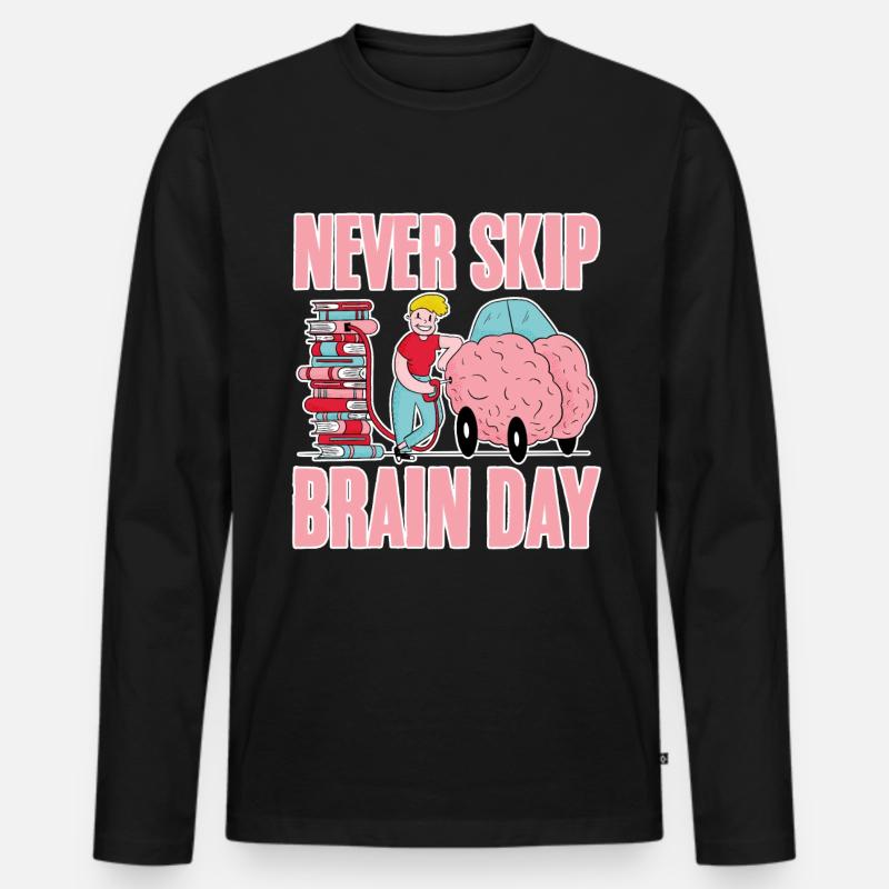 Never Skip Brain Day 4 - Männer Premium Bio Langarmshirt - Schwarz