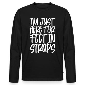 Je suis juste là pour les pieds dans les sangles - T-shirt manches longues Premium bio Homme - noir - Devant - Nico (187cm)