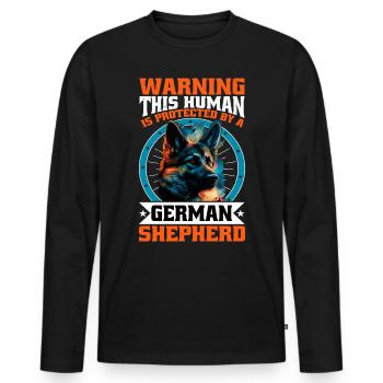 This Human Is Protected By A German Shepherd 13 - Männer Premium Bio Langarmshirt - Schwarz - Vorne - Nico (187cm)
