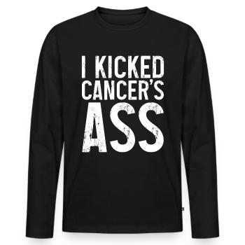 J’ai botté le cul du cancer 3 - T-shirt manches longues Premium bio Homme - noir - Devant - Nico (187cm)