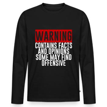 Contains Facts And Opinions Some Find Offensive 2 - Männer Premium Bio Langarmshirt - Schwarz - Vorne - Nico (187cm)