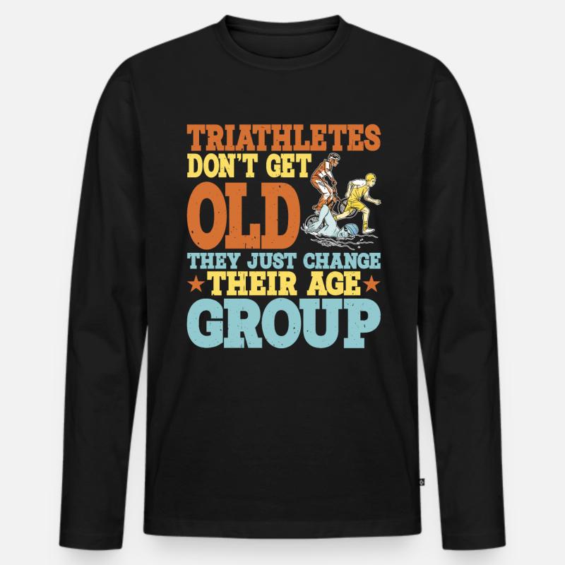 Triathletes Don't Get Old 2 - Männer Premium Bio Langarmshirt - Schwarz