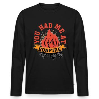 You Had Me At Bonfire 2 - Men's Premium Organic Long Sleeve Shirt - black - Front - Nico (187cm)