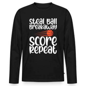 Steal Ball Breakaway Score Repeat 4 - Men's Premium Organic Long Sleeve Shirt - black - Front - Nico (187cm)