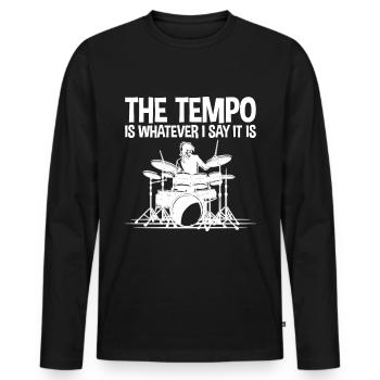 Le tempo est quoi que je dise c’est 4 - T-shirt manches longues Premium bio Homme - noir - Devant - Nico (187cm)