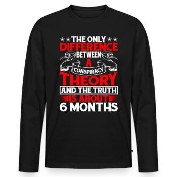 The Only Difference Between A Conspiracy 9 - Männer Premium Bio Langarmshirt - Schwarz - Vorne - Nico (187cm)