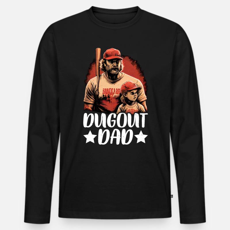 Dugout Dad 6 - Männer Premium Bio Langarmshirt - Schwarz