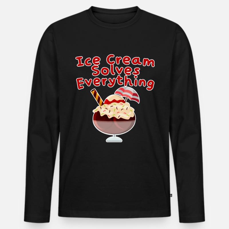 Ice Cream Solves Everything 4 - Männer Premium Bio Langarmshirt - Schwarz