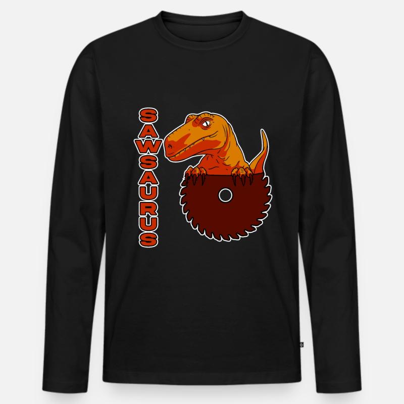 Sawsaurus - Männer Premium Bio Langarmshirt - Schwarz