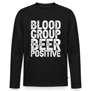 Blood Group Beer Positive 3 - Men's Premium Organic Long Sleeve Shirt - black - Front - Nico (187cm)