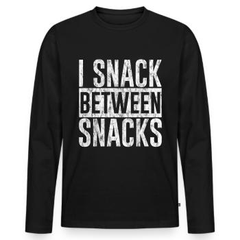 I Snack Between Snacks 3 - Men's Premium Organic Long Sleeve Shirt - black - Front - Nico (187cm)
