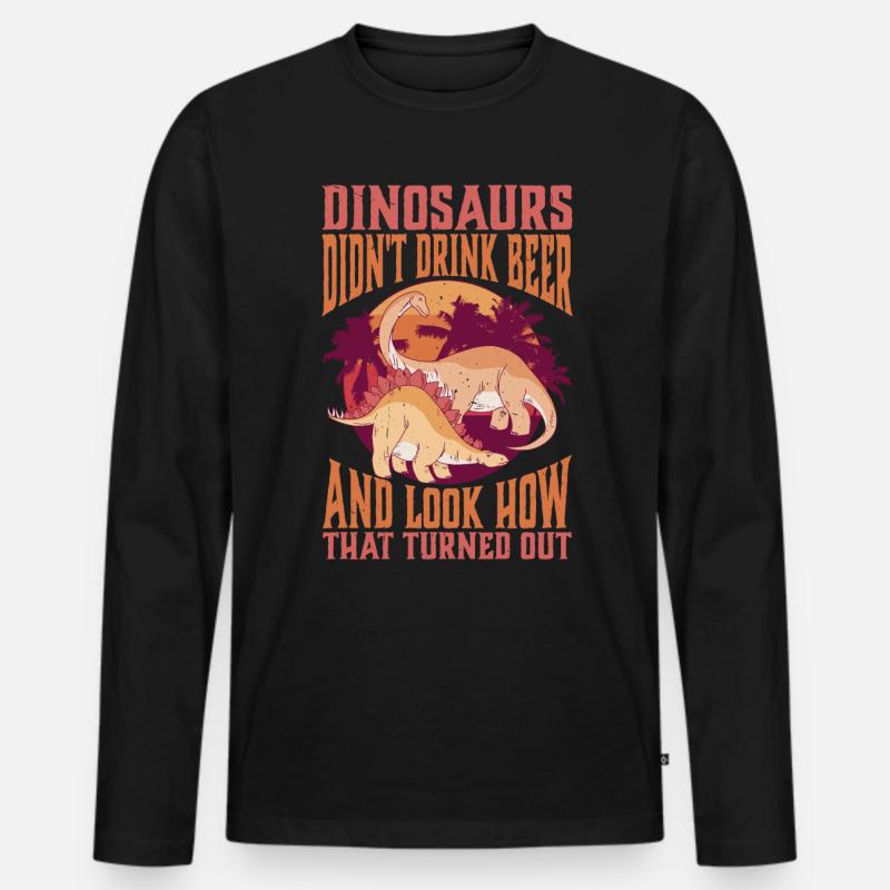 Dinosaurs Didn't Drink Beer - Männer Premium Bio Langarmshirt - Schwarz