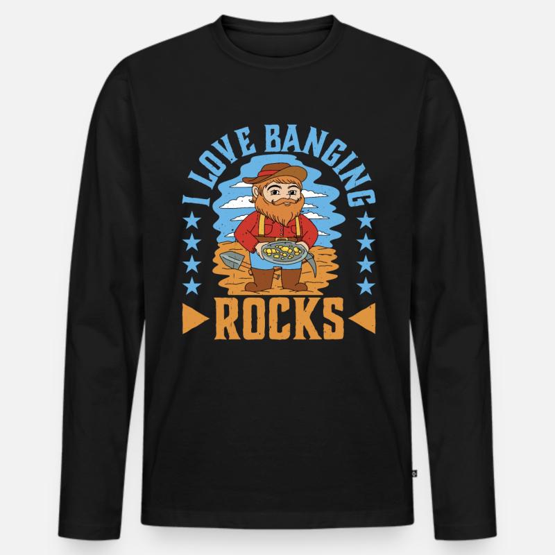 I Love Banging Rocks - Männer Premium Bio Langarmshirt - Schwarz