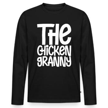 The Chicken Granny - Männer Premium Bio Langarmshirt - Schwarz - Vorne - Nico (187cm)