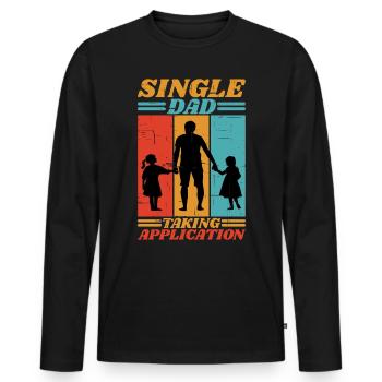 Papa célibataire prenant l’application 6 - T-shirt manches longues Premium bio Homme - noir - Devant - Nico (187cm)