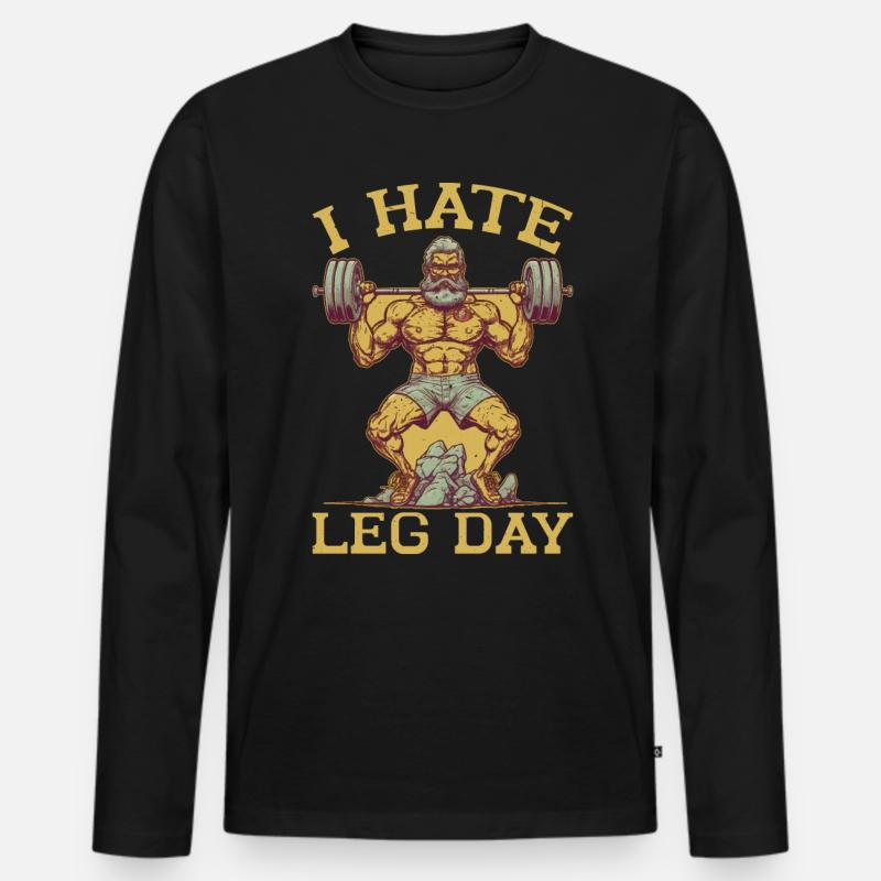 I Hate Leg Day 21 - Männer Premium Bio Langarmshirt - Schwarz