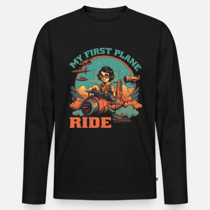 My First Plane Ride 59 - Männer Premium Bio Langarmshirt - Schwarz