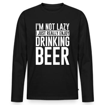 I Really Enjoy Drinking Beer - Men's Premium Organic Long Sleeve Shirt - black - Front - Nico (187cm)