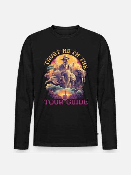 Tro mig, jeg er rejseguide 5 - Premium økologisk langærmet T-shirt til mænd - sort