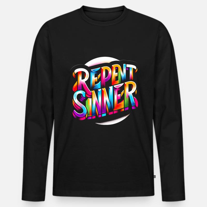 Repent Sinner 17 - Männer Premium Bio Langarmshirt - Schwarz