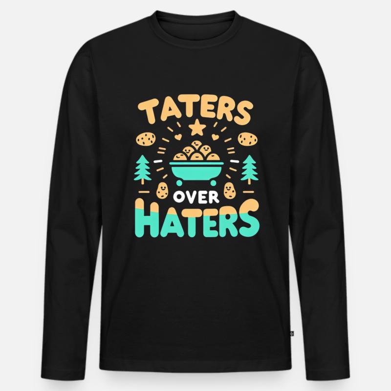 Taters Over Haters 17 - Männer Premium Bio Langarmshirt - Schwarz