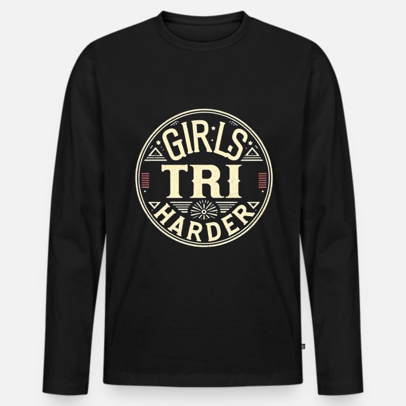 Girls Tri Harder 12 - Männer Premium Bio Langarmshirt - Schwarz