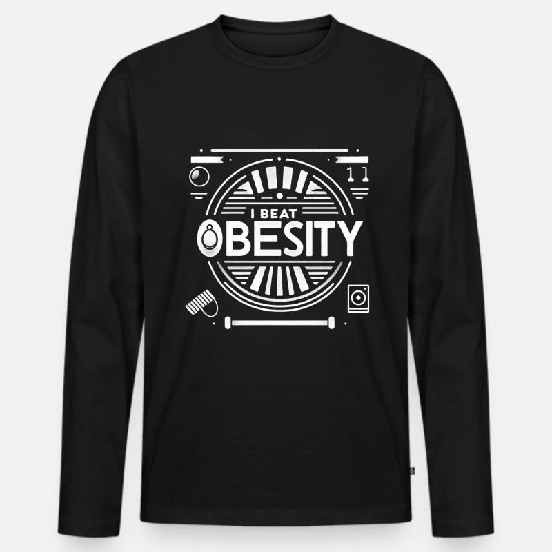 I Beat Obesity 14 - Männer Premium Bio Langarmshirt - Schwarz
