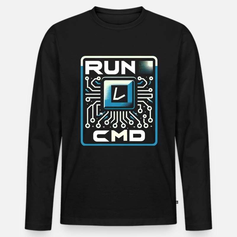 Run Cmd 38 - Männer Premium Bio Langarmshirt - Schwarz