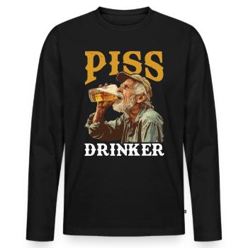 Piss Drinker 43 - Männer Premium Bio Langarmshirt - Schwarz - Vorne - Nico (187cm)