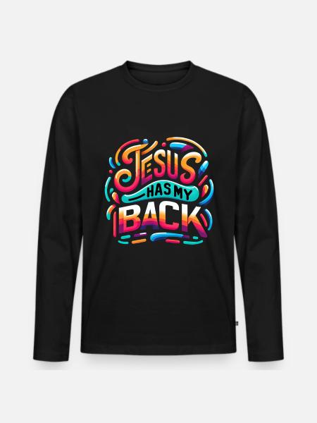 Jesus Has My Back 24 - Männer Premium Bio Langarmshirt - Schwarz