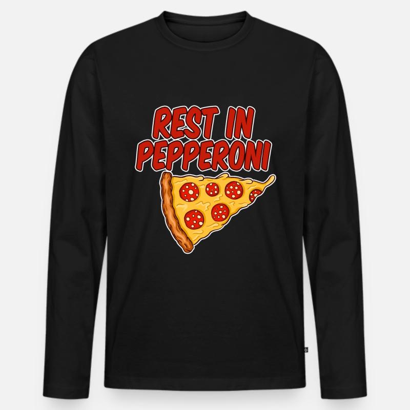 Rest In Pepperoni 4 - Männer Premium Bio Langarmshirt - Schwarz
