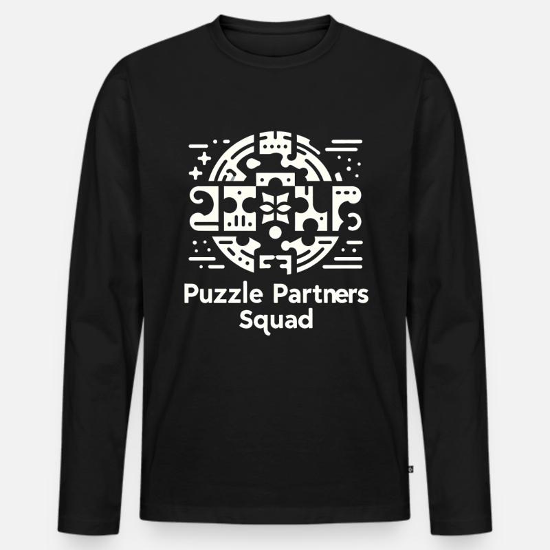 Puzzle Partners Squad - Männer Premium Bio Langarmshirt - Schwarz