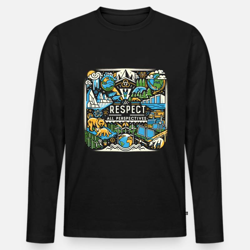 Respect All Perspectives 2 - Männer Premium Bio Langarmshirt - Schwarz