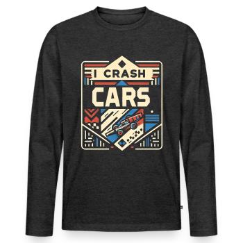 I Crash Cars 10 - Männer Premium Bio Langarmshirt - Anthrazit meliert - Vorne - Nico (187cm)