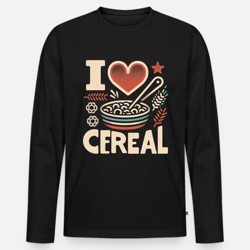 I Love Cereal 12 - Männer Premium Bio Langarmshirt - Schwarz