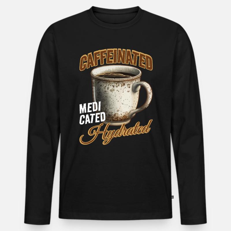 Caffeinated Medicated Hydrated 2 - Männer Premium Bio Langarmshirt - Schwarz