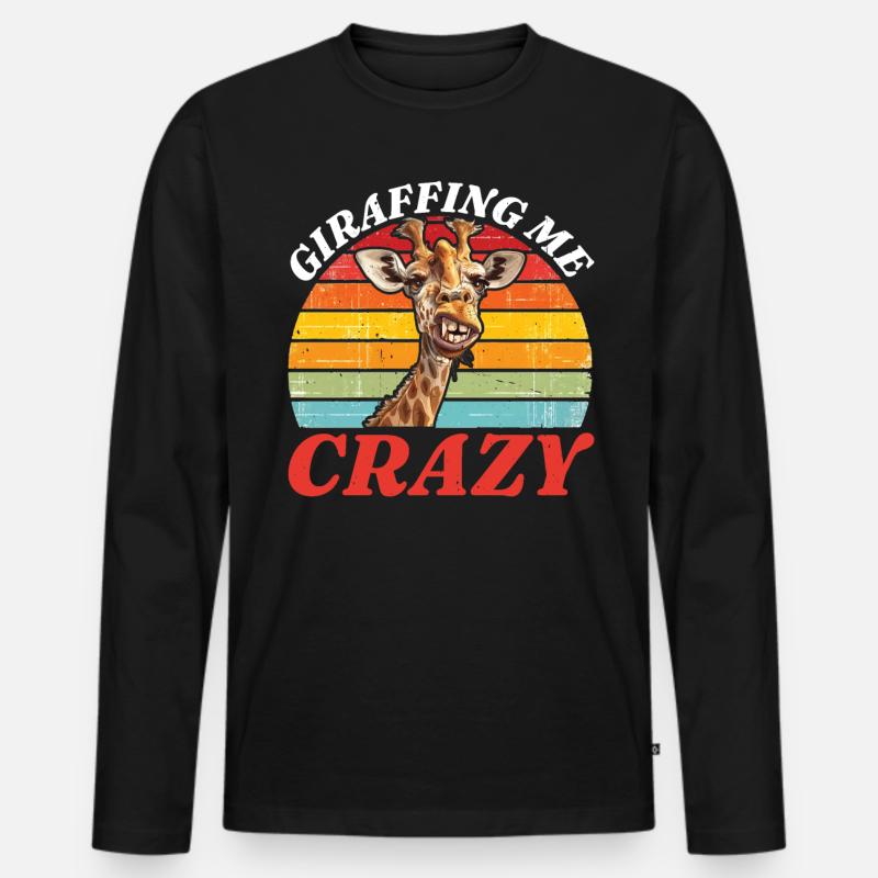 Giraffing Me Crazy - Männer Premium Bio Langarmshirt - Schwarz