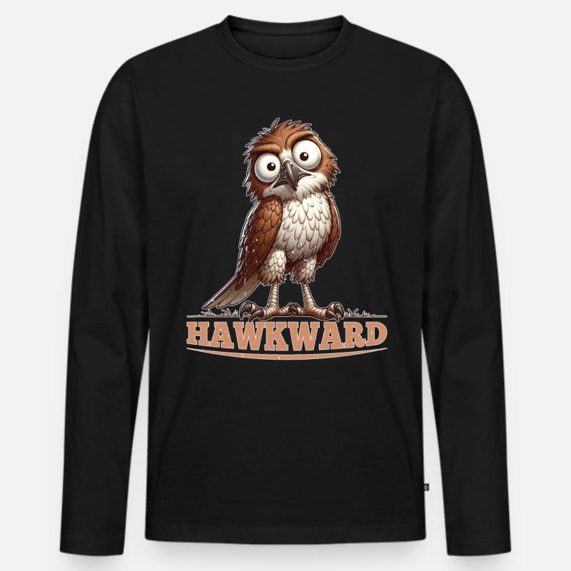 Hawkward - Männer Premium Bio Langarmshirt - Schwarz