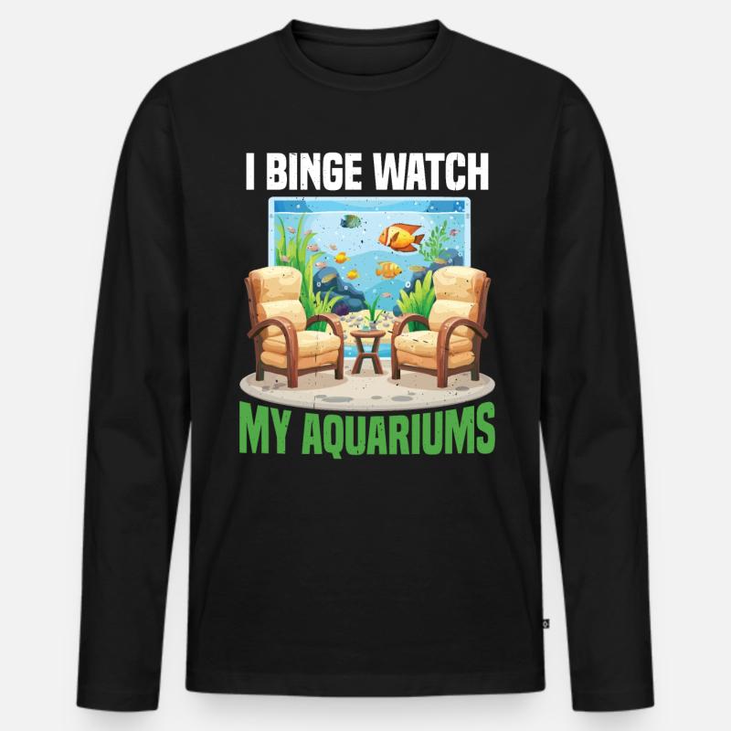 I Binge Watch My Aquariums - Männer Premium Bio Langarmshirt - Schwarz
