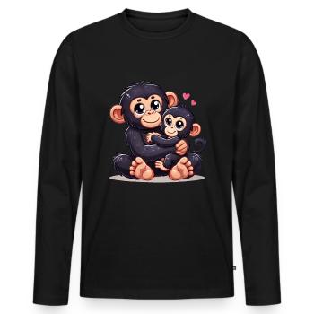Loving Chimpanzee Parent with Child - Männer Premium Bio Langarmshirt - Schwarz - Vorne - Nico (187cm)