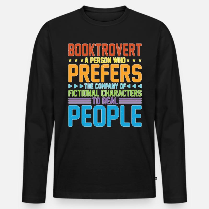 Booktrovert Definition Description 30 - Männer Premium Bio Langarmshirt - Schwarz