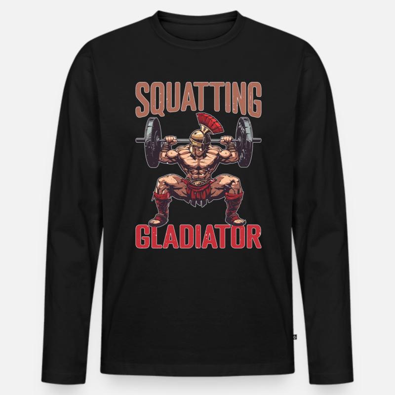 Squatting Gladiator 8 - Männer Premium Bio Langarmshirt - Schwarz