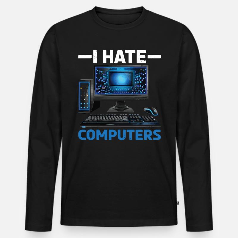 I Hate Computers - Männer Premium Bio Langarmshirt - Schwarz