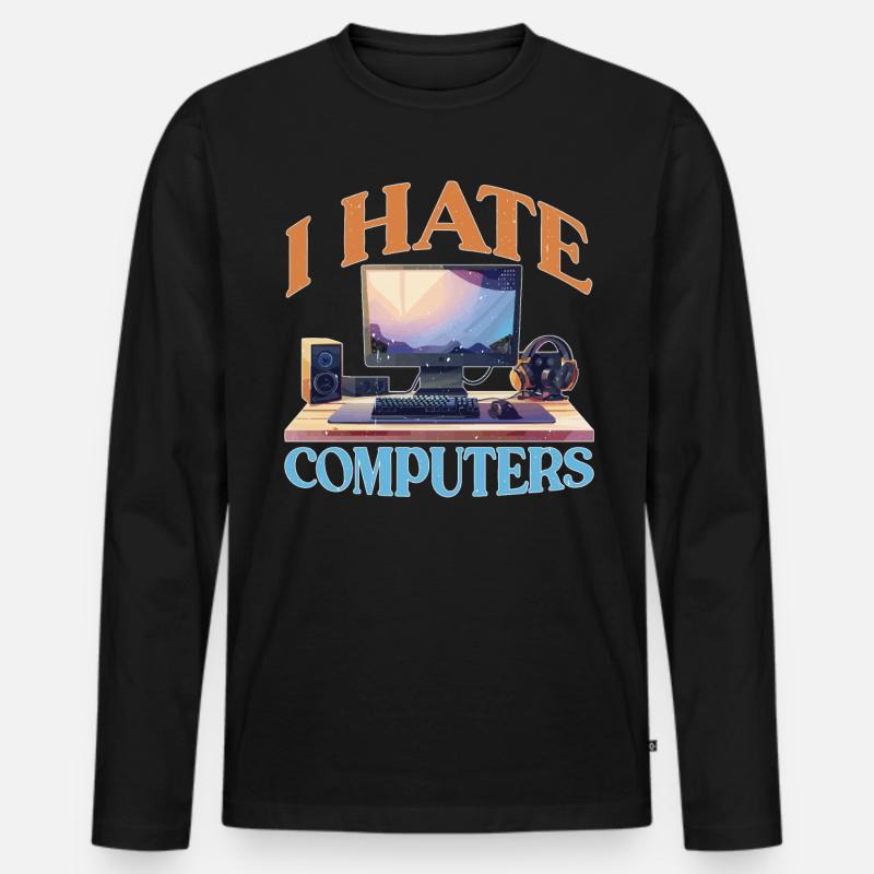 I Hate Computers 2 - Männer Premium Bio Langarmshirt - Schwarz