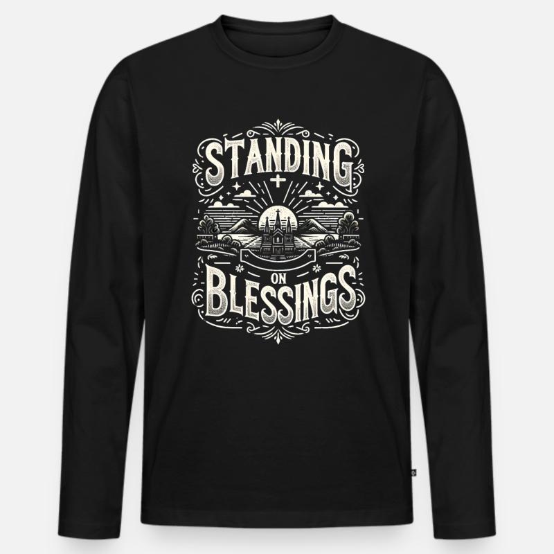Standing On Blessings 6 - Männer Premium Bio Langarmshirt - Schwarz